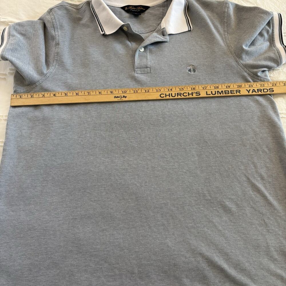 Brooks Brothers Original Fit Polo Mens XL Gray Contrast Collar Cotton Stretch - Picture 7 of 9